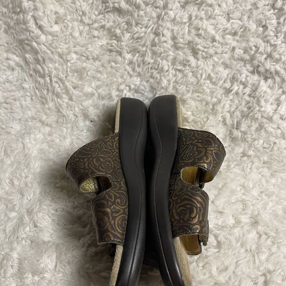 Alegria JAD leather bronze floral print Sandals with Buckle Design EUR SZ38 - Picture 6 of 9